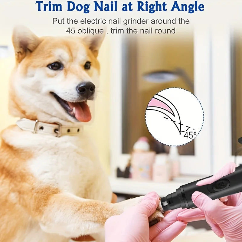 Rechargeable 2-Speed Pet Nail Grinder Plastic Grooming Tool for Cats and Dogs Quieter and Safer Cat Nail Clipper
