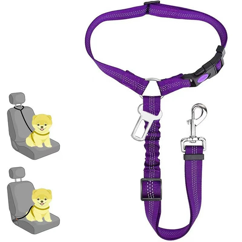 Dog Car Seat Belt Seatbelt Harness Adjustable Metal Buckle Elastic Reflective Vehicle Car Tether for Small Medium Large Dogs