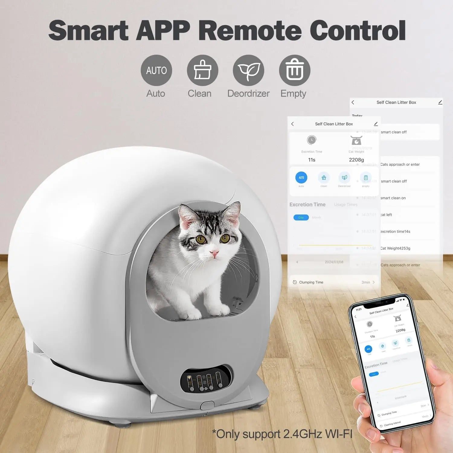 Automatic Cat Litter Box for Multiple Cats with App Control Odor Removal Self Cleaning Litter Box Automatic Cleaning