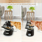3 Bowls Wooden Elevated Cat Feeder Stand with 15 Angle Adjustable Stainless Steel Food & Water Bowls Pet Feeding