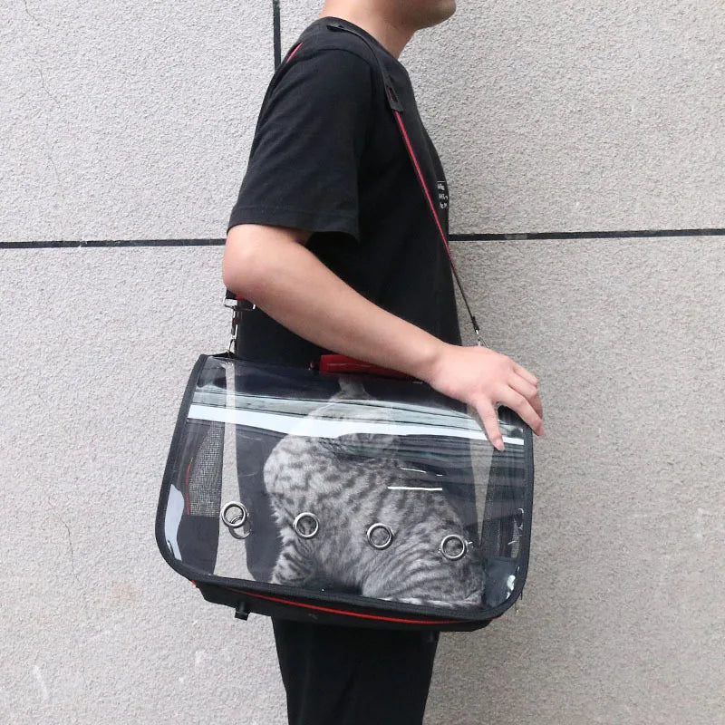 Transparent Cat Carrier Outdoor Breathable Travel Handbag Puppy Carrier Shoulder Dog Bag Portable Bag Pet Manufacturer Supplies