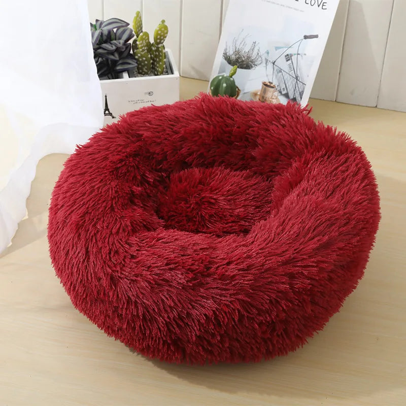 100CM Eco-Friendly Breathable Solid Plush Dog Bed with PP Cotton Material Round Design for Dogs