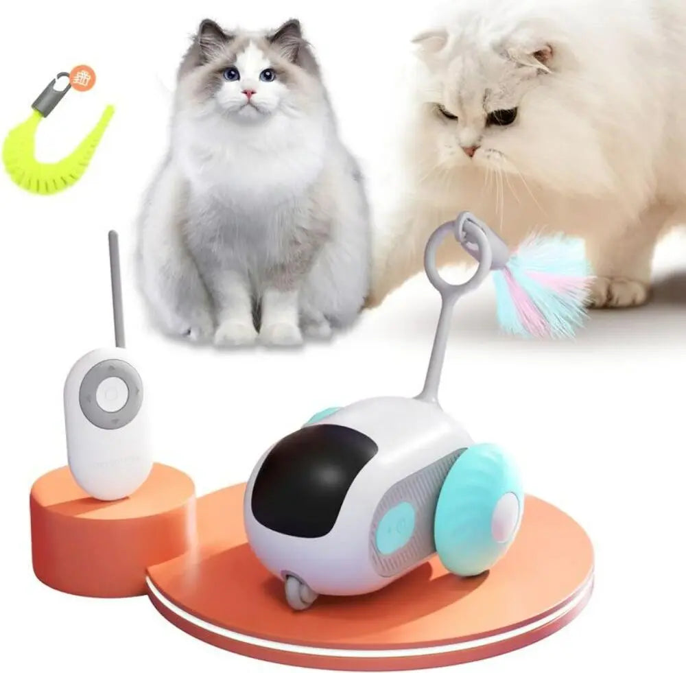 Remote Control Electric Cat Toy Smart Interactive Chase Car Smart Sensing Automatic Mobile Rolling Car Toy Indoor Cats Toys