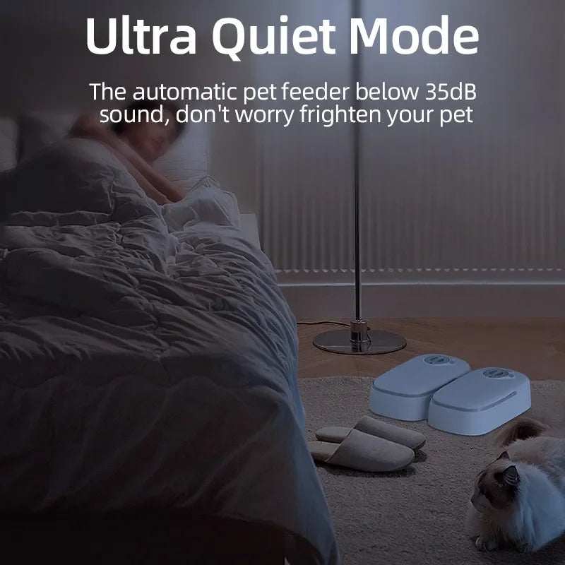 2 Meals Timed Automatic Dog Feeder Dual Bowls Smart Cat Food Dispenser Wet Dry Pet Food Dispenser Pet Feeder Cat Accessories