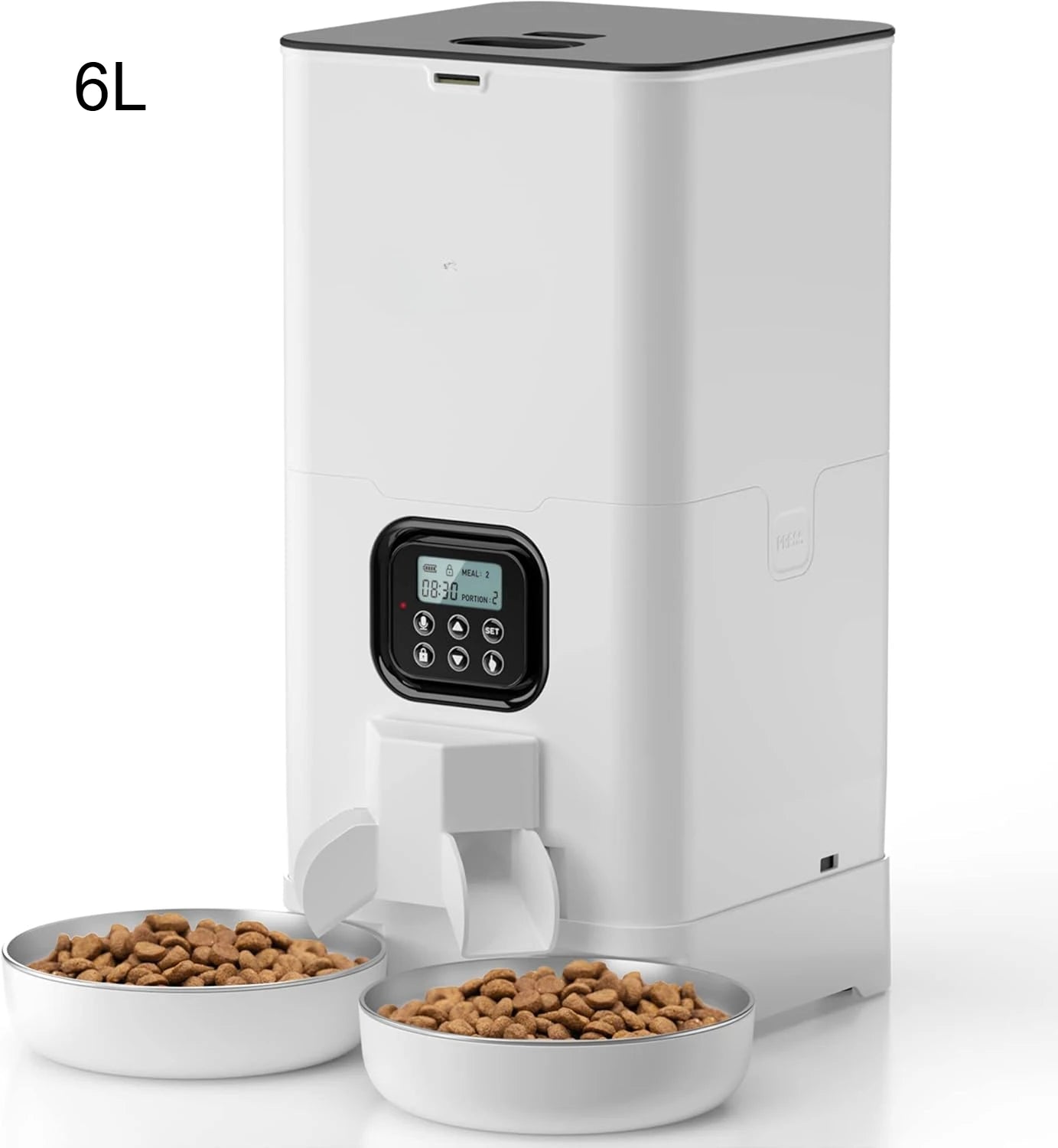 4L/6L OEM Dual Bowls Automatic Dog Feeder WIFI Control Pet Feeder with Stainless Steel Bowl Timed Memory Dog Dry Food Dispenser