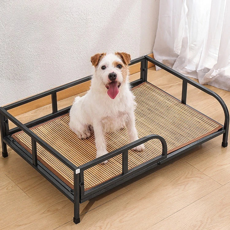 Large Carbon Steel Dog Bed Off-The-Ground Moisture-Proof with Removable Washable Feature Universal Camp Pet Bed for Summer