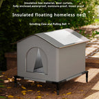 Winter Outdoor Cat House Waterproof and Cold-Resistant Spacious Enclosed Tent with Warm Mat and Foldable Oxford Fabric