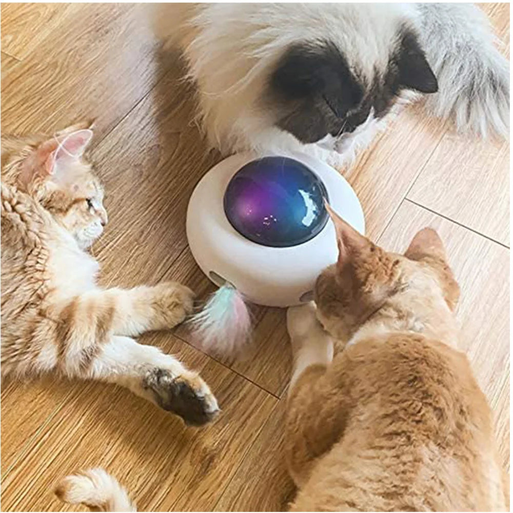 UFO Interactive Cat Toy Cat Upgraded Pop and Play Toy with Rotating Feather USB Charging Smart Mode Indoor Cats Relieve Boredom