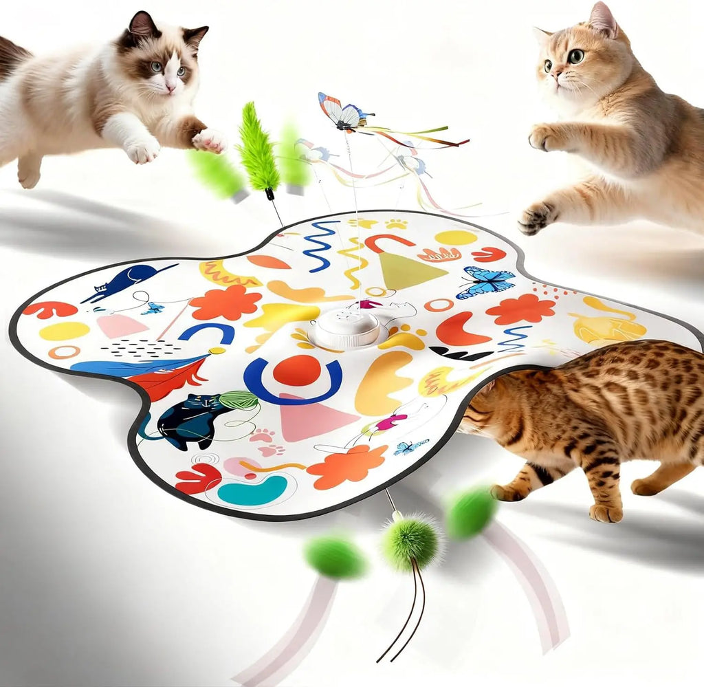 Interactive Cat Toy Automatic Cat Toys for Indoor Cats Hide Seek Cat Toy with Motion Activated Moving Feather USB Rechargeable