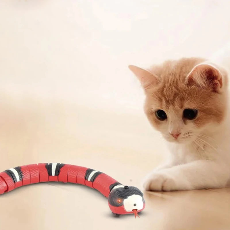 Automatic Cat Toys Interactive Smart Sensing Snake Tease Toys for Cats USB Charging Cat Accessories Game Play Toys