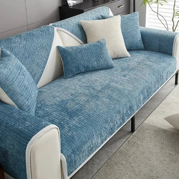 Anti-scratch Cat Sofa Cover Simple Striped Chenille Furniture Protector Couch Cover Machine Washable Cat Bed Mat Cat Products