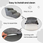 Custom Pet Stairs for Small Dogs and Cats Comfortable Curved Design with Waterproof Cover High-Density Foam Steps for Bed Sofa