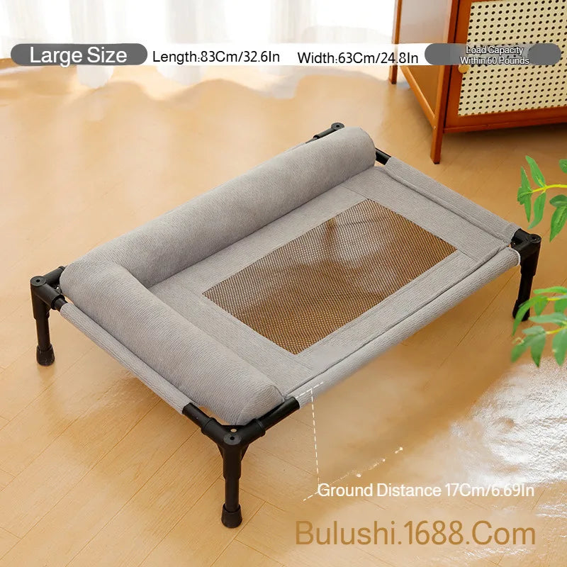 Large Breathable Mesh Dog Bed Off-The-Ground Moisture-Proof with Removable Washable Feature Universal Camp Bed for Summer Winter