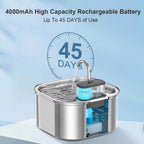 3.2L Automatic Cat Water Fountain USB Rechargeable 4000mah Battery Dual Power Wireless Pet Fountain Stainless Steel
