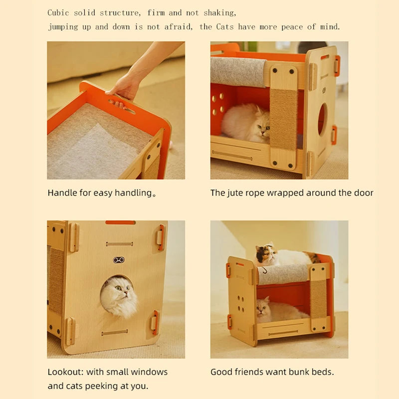 Petree New Double Layer Cat Beds & Toys Corrugated Paper Cat Tree Home Furniture & Pets Climbing Frame