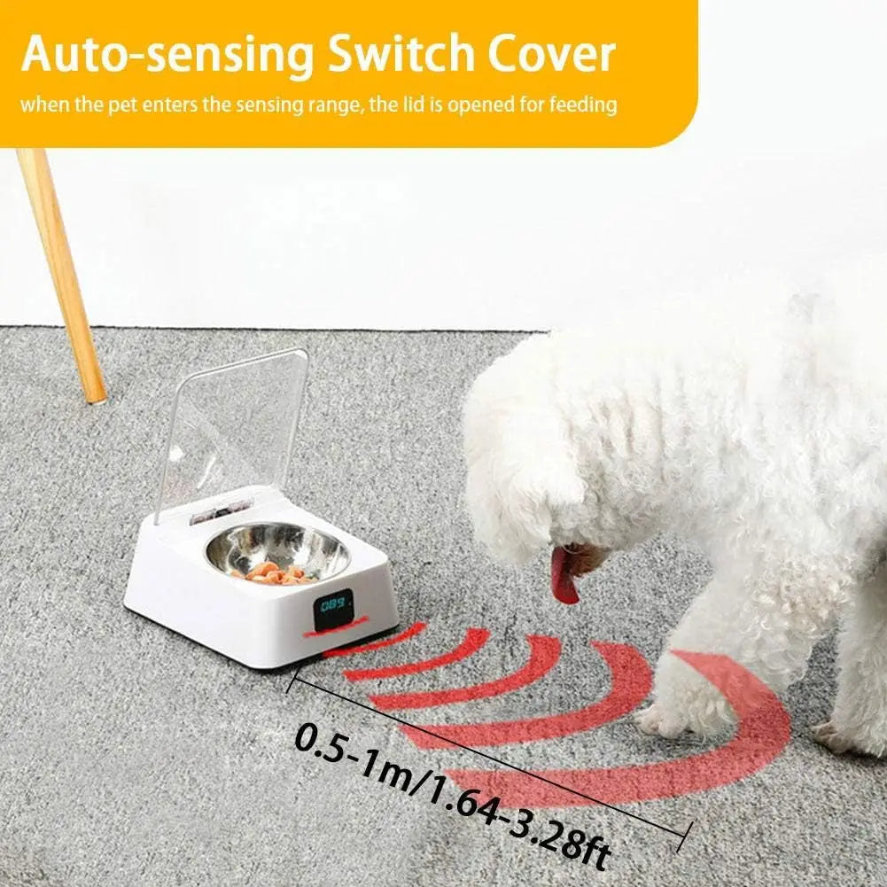 350ml Automatic Cat Feeder with Infrared Sensor Cover Removable Bowl Battery Powered Intelligent Smart Opening Lid Dog Feeder