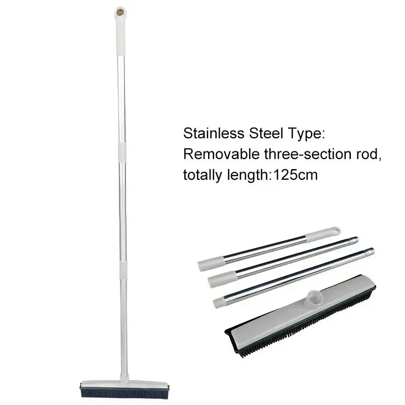 Adjustable Pet Hair Broom Stainless Steel Floor Brush Carpet Dog Hair Remover Broom Household Dog Cleaning Squeegee Long Handle