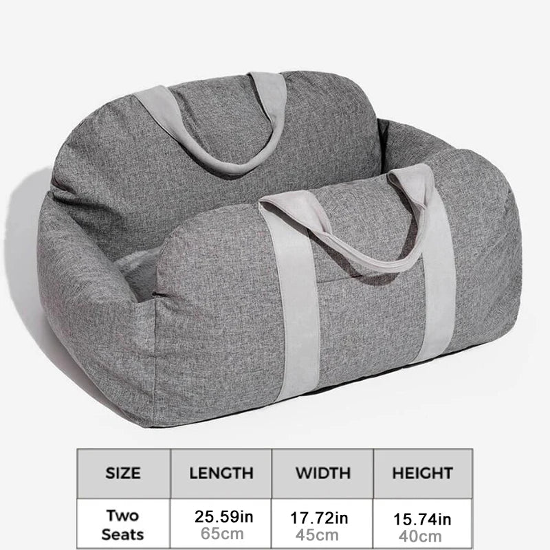 Portable Small Pet Car Seat Pet Booster Seat Dog Bed Travel Safety Car Carrier with Side Pocket Storage Removable Washable