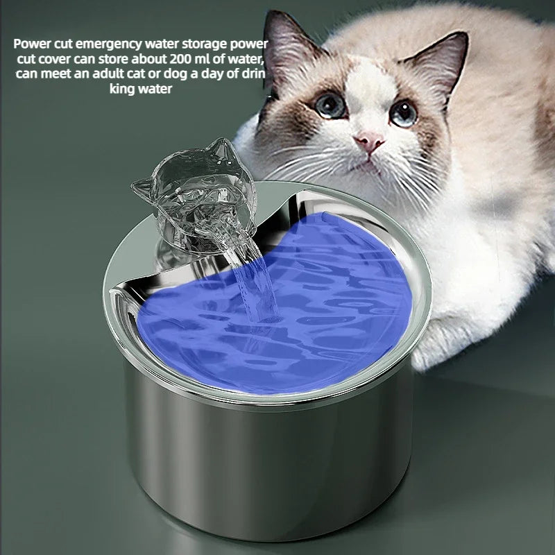 OEM 2L Stainless Steel Automatic Filter Cat Water Fountain Pet Water Dispenser Smart Pet Drinking Fountain With Faucet Drinker