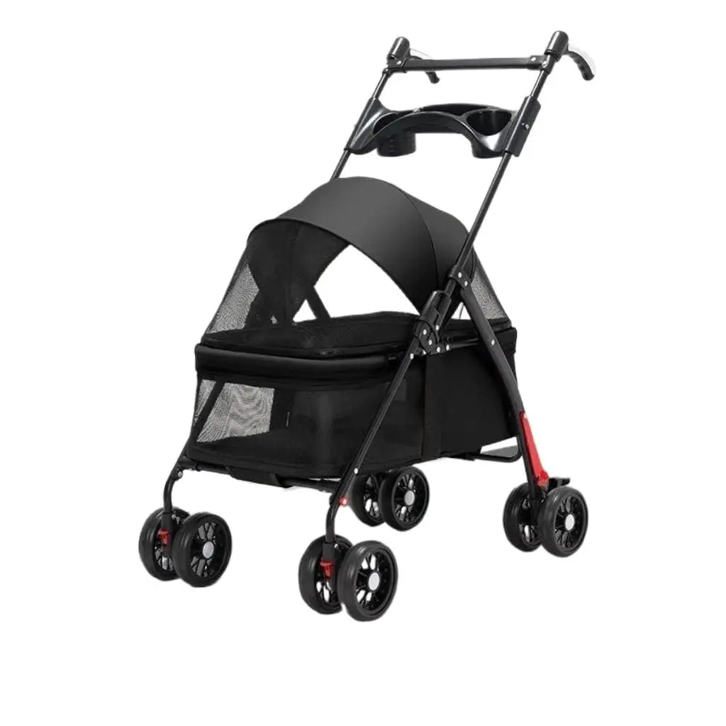 Pet Stroller Small Pull Cart Puppy Dog Walking Cart Lightweight Foldable Oxford Adjustable Zipper for Outdoor Use