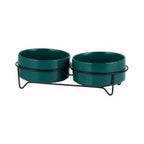 Ceramic Dog Bowls Set Stainless Steel Pet Feeder with Holder Double Bowls for Cats and Small Dogs