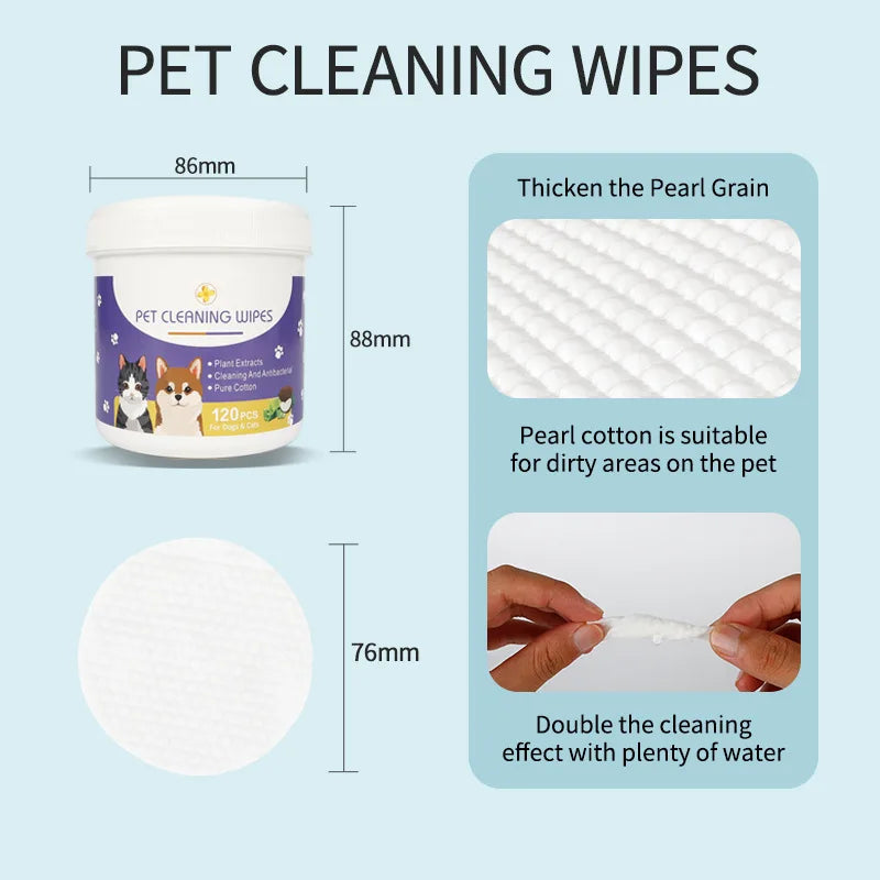 Pet Cleaning Finger Wipes Dog Ear Wipes Cat Eye Wipes Gently Cleans Ear Wax Debris Tear Stain Eye Discharge Mucus Secretions