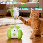 Automatic Cat Laser Toy with Feather Laser Pointer 2 in 1 Interactive Cat Toy with 2 Modes Long Lasting Battery Life USB C