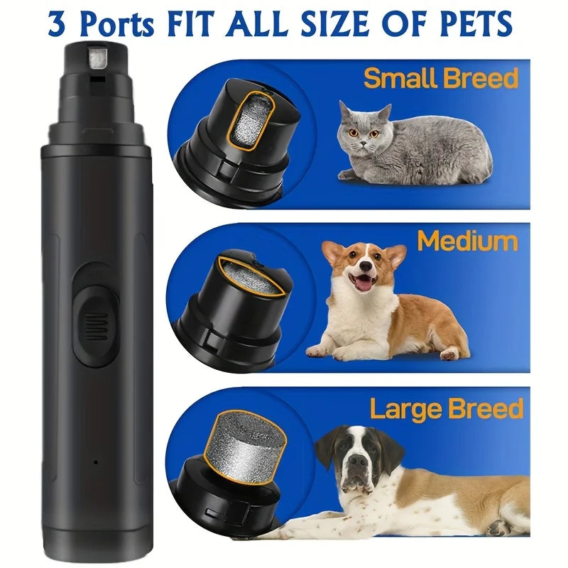 Rechargeable 2-Speed Pet Nail Grinder Plastic Grooming Tool for Cats and Dogs Quieter and Safer Cat Nail Clipper