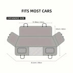 Custom Durable Fabric Dog Car Seat Cover with Extended Support Board Quilted Gray Design Straps & Metal Rings for Secure