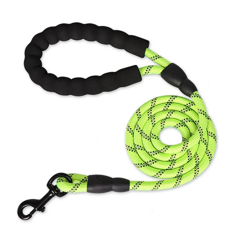1.5M Comfortable Dog Training Leash Reflective Padded Handle Strong Heavy Duty Nylon Rope Durable Personalized Striped Pattern