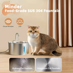 2.2L Stainless Steel Cat Water Fountain with Automatic Pump & Filter Indoor Drinking Fountain Ultra-Silent Smart Water Fountains