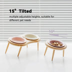 Ceramic Cat Bowl with Wood Stand High Shelf Tableware Set Puppy Double Food Bowls Small Dog Water Bowl Cat Feeder Pet Supplies