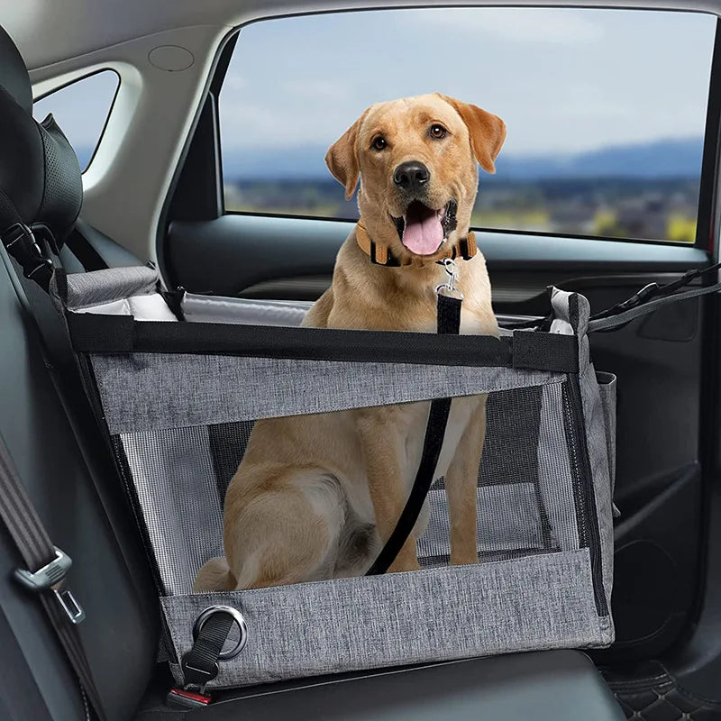 Small Medium Dog Car Seat Booster with Waterproof Mat Oxford Material Pet Travel Protector with Portable Storage Pocket