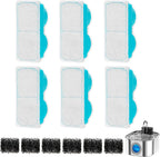 6pcs Cat Water Fountain Filters for 108oz/3.2L Wireless Cat Water Fountain Battery Operated Stainless Steel Pet Fountain