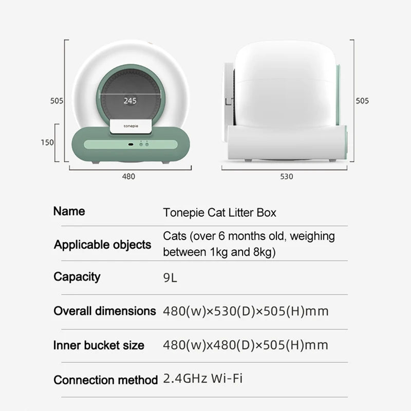 2024 Tonepie Ti+ 65L Smart Self-Cleaning Cat Litter Box Automatic APP Detachable New Cat Toilet Sandbox with Easy Clean Feature