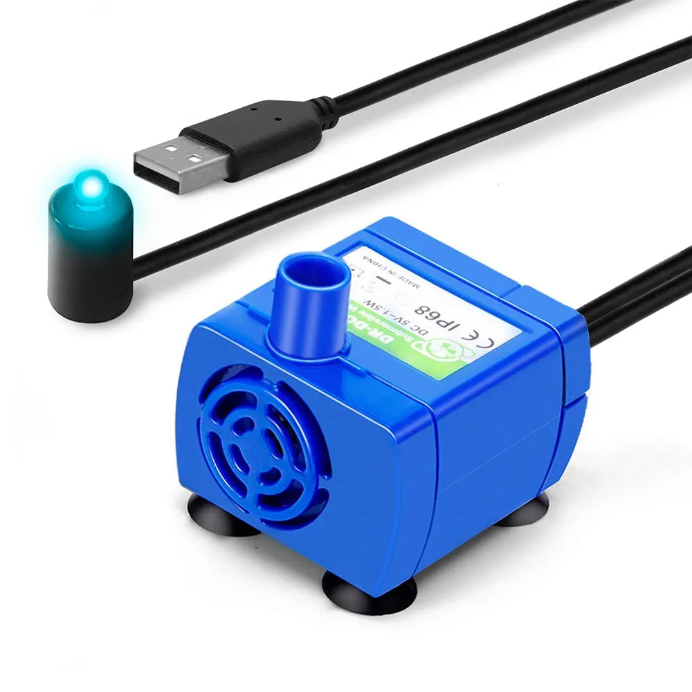 Water Pump LED Light Pet Cat Water Fountain Pump Motor Accessories Replacement for Cat Drinking Bowl Pump Pet Water Dispenser
