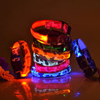USB Rechargeable Dog Collar Light Luminous Flashing Glowing Bright Nylon Electronic Pet Reflective LED Dog Collar Night Safety