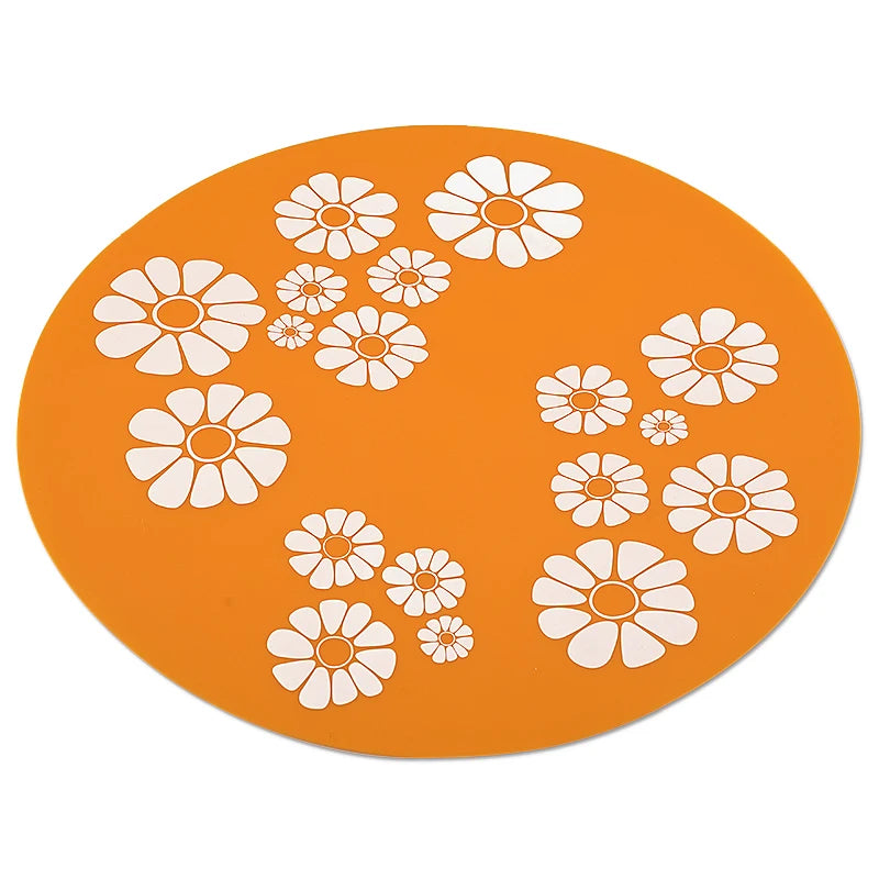 Silicone Pad Non-slip Mat for Automatic Cat Water Fountain Flower Print Silicone Pad for Dogs Cats Pet Dispenser Anti-slip Mat