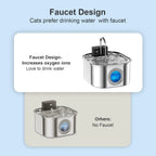 OEM 4000MAh Wireless Cat Water Fountain Rechargeable Faucet Stainless Steel Battery Sensor Cat Fountain 3.2L/108oz with Filters