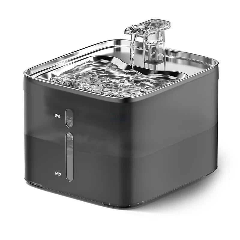 4.2L Stainless Steel Smart Pet Water Dispenser Charge Cat Dog Feeder Double Bowl Durable Automatic Quadrate Indoor Use Fountain