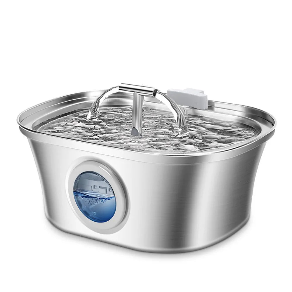 Hot Selling Custom 3.2/4L Stainless Steel Pet Water Dispenser with Water Level Wholesale Cat Water Fountain Manufacturer OEM ODM