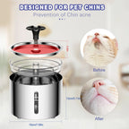 Auto Power-off Stainless Steel Automatic Cat Water Fountain 84oz/2.5L with LED Light Non-slip Mat Pet Water Dispenser