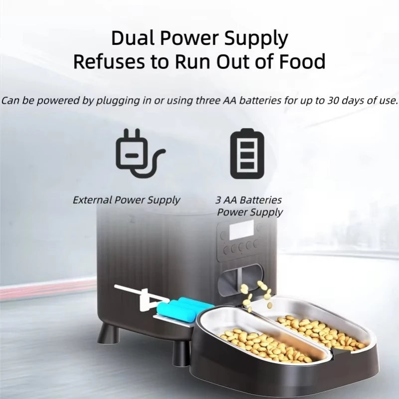 OEM 4.5L Dual Bowls Automatic Pet Feeder Button Control Pet Food Bowls Smart Cat Feeder