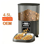 OEM 4.5L Dual Bowls Automatic Pet Feeder Button Control Pet Food Bowls Smart Cat Feeder