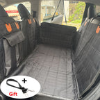 Custom Durable Fabric Dog Car Seat Cover with Extended Support Board Quilted Gray Design Straps & Metal Rings for Secure