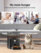 6L Stainless Steel Solid Automatic Cat Feeders Timed Dry Food Dispenser with Button Control 10s Voice Recorder Smart Pet Feeder