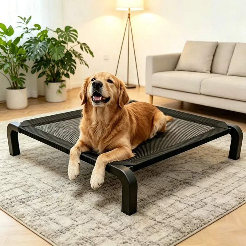 Large Breathable Mesh Dog Bed Off-The-Ground Moisture-Proof with Removable Washable Feature Universal Camp Pet Bed for Summer