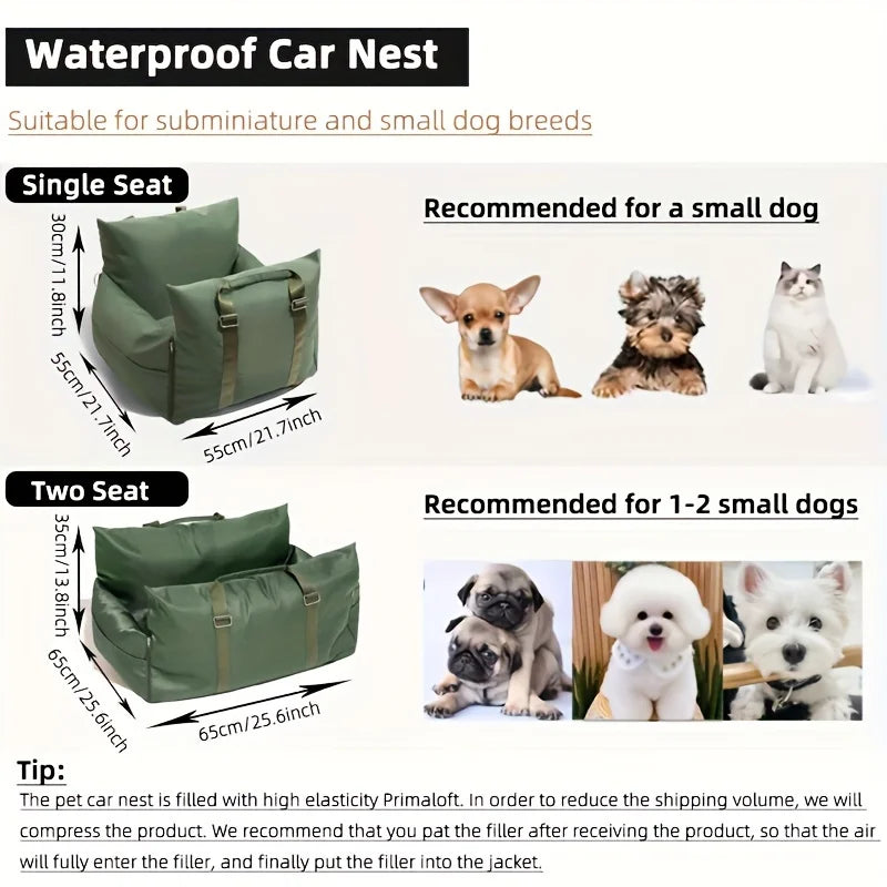 Waterproof Eco-Friendly Modern Dog Car Seat Travel Dog Bed Nest for Small Medium Dogs Puppy Detachable and Washable Pet Supplies