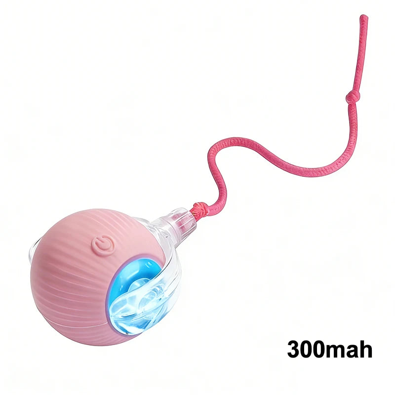 Electric Cat Toy Ball with Tail Rope 300mah USB Rechargeable Self-Moving Rolling Robot Mouse for Indoor Exercise for Kitten
