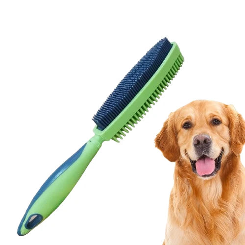 Double-Sided Pet Hair Removal Brush Soft Rubber Multifunctional Cleaning Tool for Pet Bath Massage Portable Hair Remover for Pet